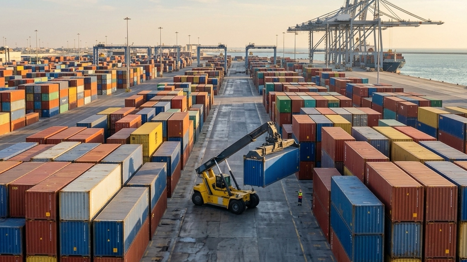 Imported containers arriving and clearing customs at a Saudi Arabia port